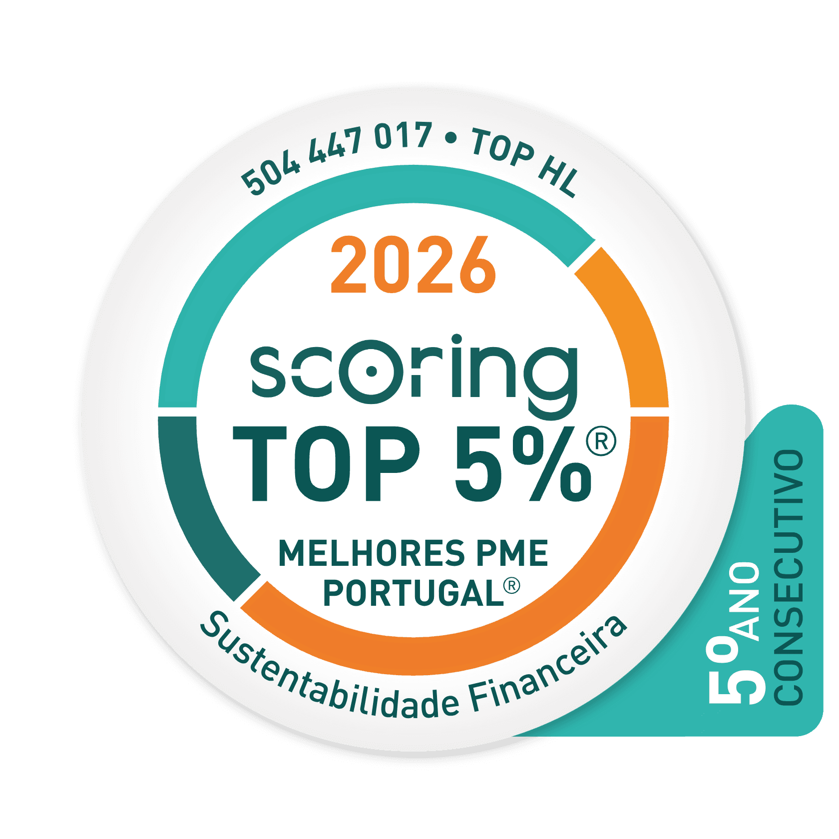 Selo TOP 5% 2026 — TOP HL - ESTUDOS TOPOGRÁFICOS, UNIPESSOAL, LDA