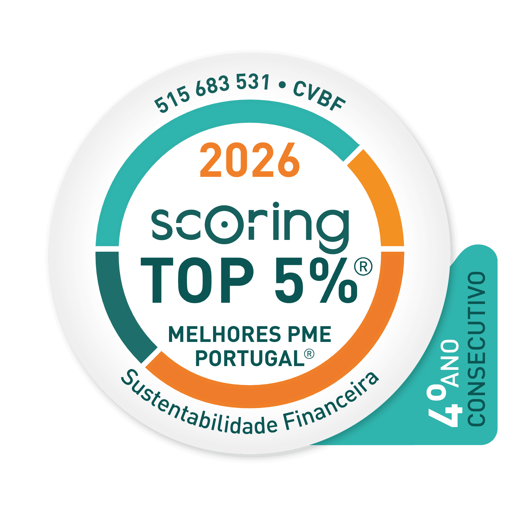 Selo TOP 5% 2026 — CVBF - ENGENHARIA, UNIPESSOAL, LDA