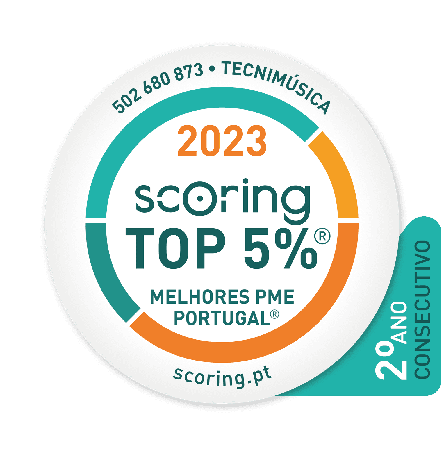 Selo TOP 5% 2023 — TECNIMÚSICA, LDA