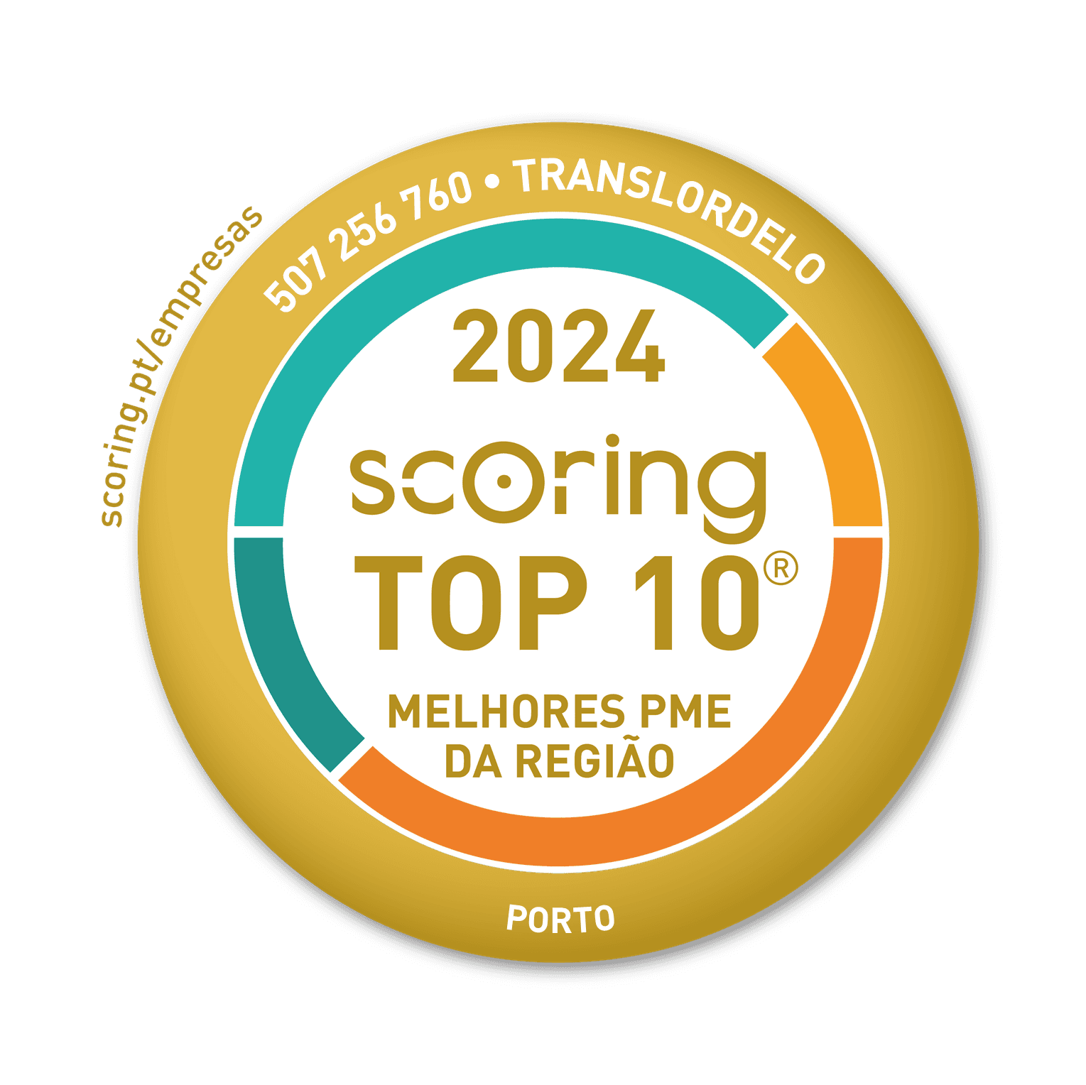 Selo TOP 10 Região 2024 — TRANSLORDELO - TRANSPORTES, UNIPESSOAL, LDA