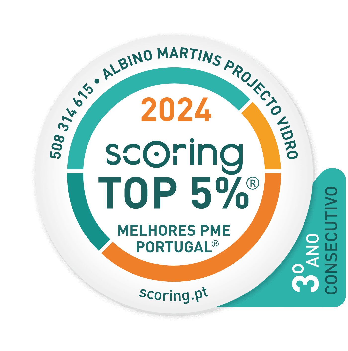 Selo TOP 5% 2024 — ALBINO MARTINS PROJECTO VIDRO, LDA