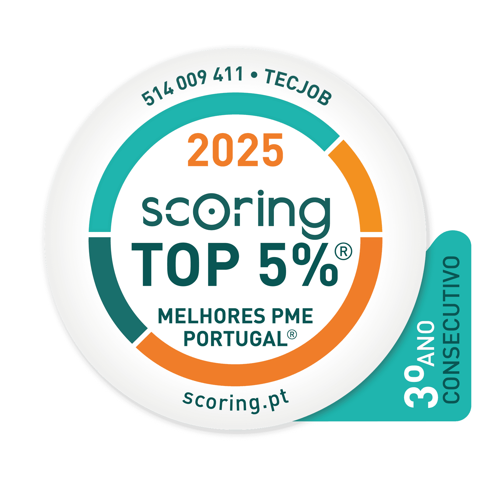 Selo TOP 5% 2025 — TECJOB, UNIPESSOAL, LDA