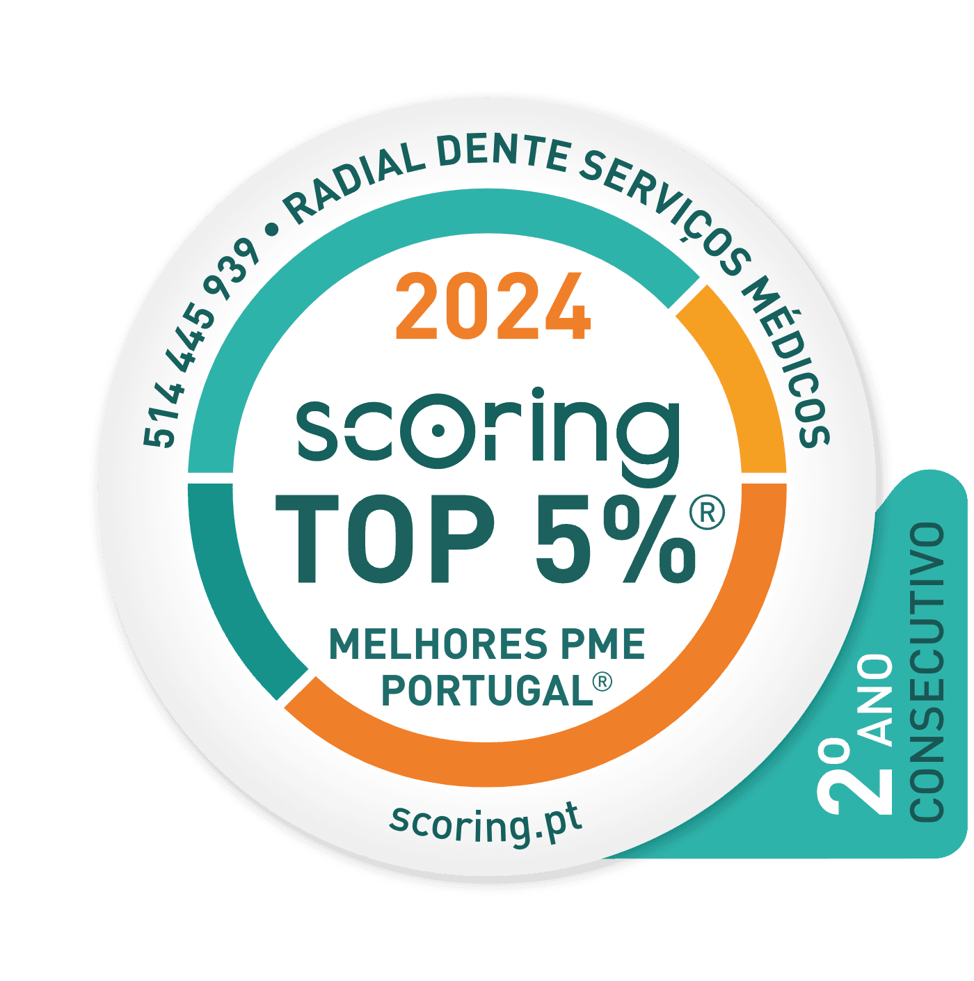 Selo TOP 5% 2024 — RADIAL DENTE SERVIÇOS MÉDICOS, UNIPESSOAL, LDA