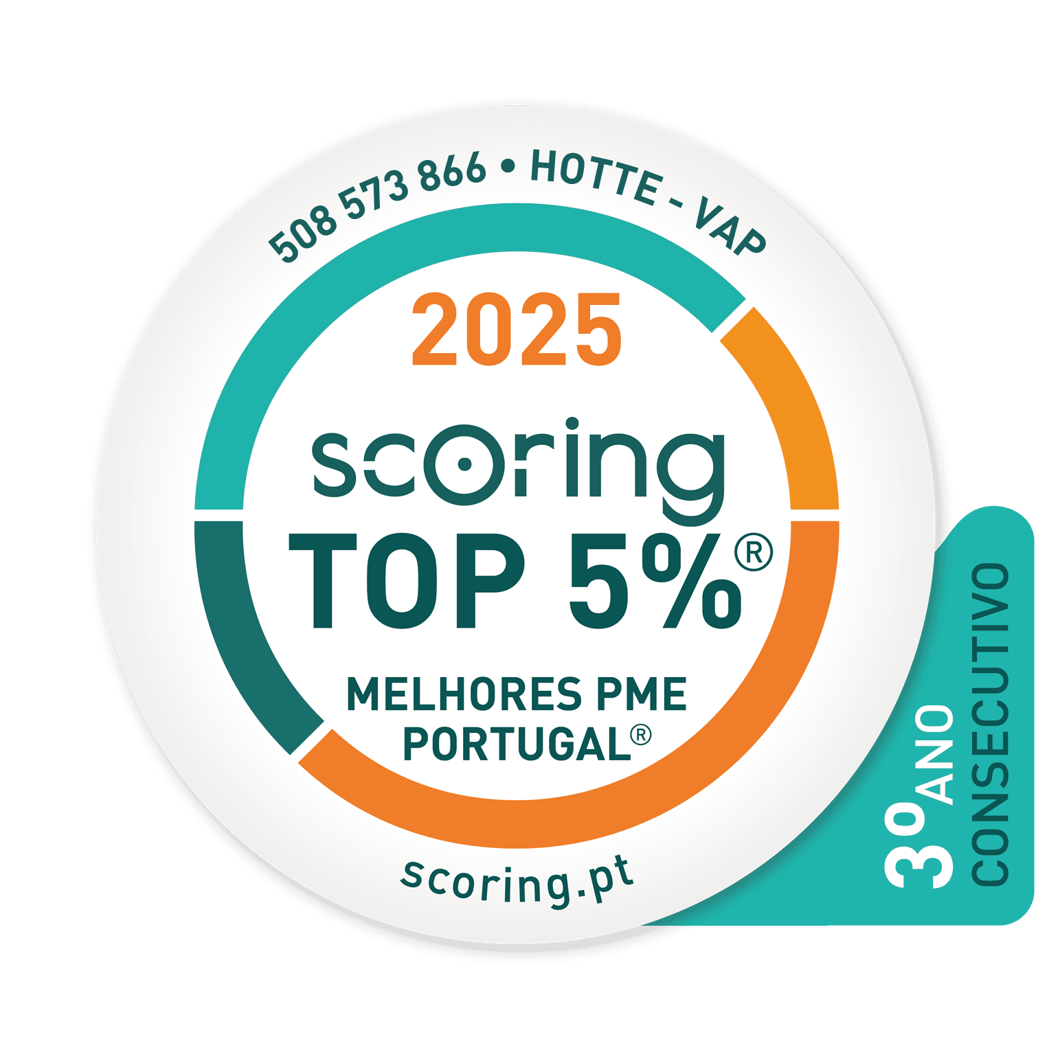 Selo TOP 5% 2025 — HOTTE - VAP, UNIPESSOAL, LDA