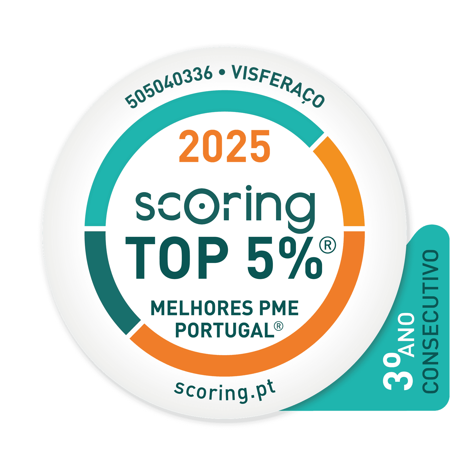 Selo TOP 5% 2025 — VISFERAÇO - FABRICAÇÃO - COMÉRCIO E ESTRUTURAS EM FERRO E AÇO, LDA