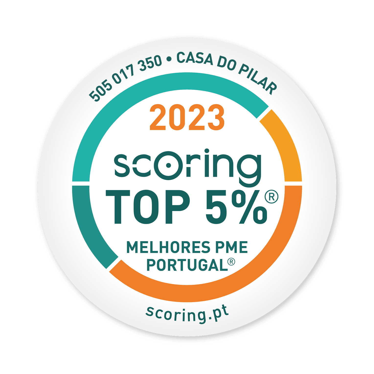 Selo TOP 5% 2023 — CASA DO PILAR - MEDIAÇÃO DE SEGUROS, LDA