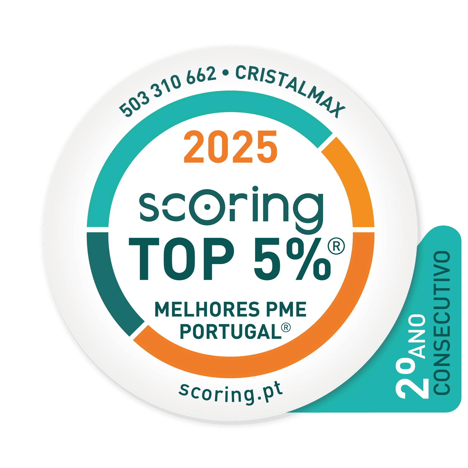 Selo TOP 5% 2025 — CRISTALMAX - INDÚSTRIA DE VIDROS, S.A.