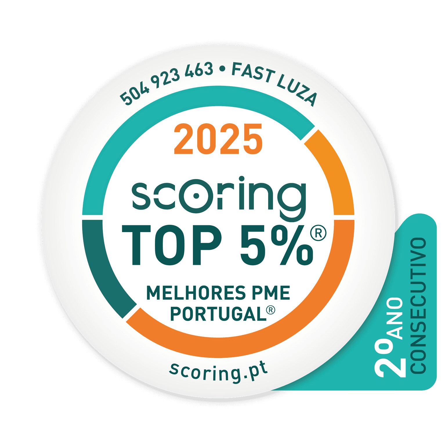 Selo TOP 5% 2025 — FAST LUZA - CONSULTORIA, UNIPESSOAL, LDA