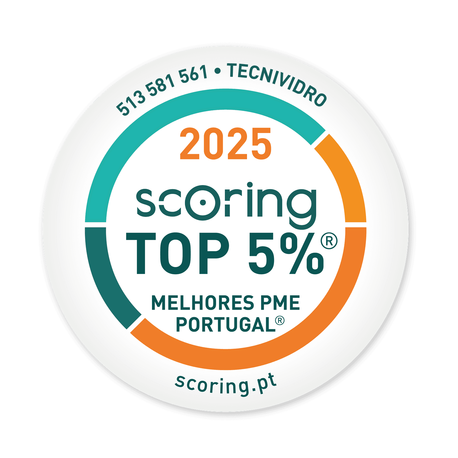 Selo TOP 5% 2025 — TECNIVIDRO, LDA